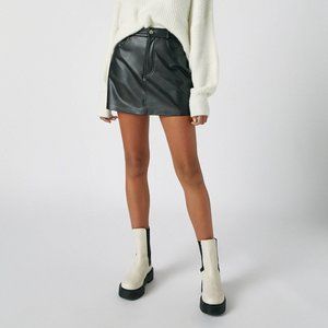 ASOS Pull & Bear Faux Leather Black Mini Skirt - L